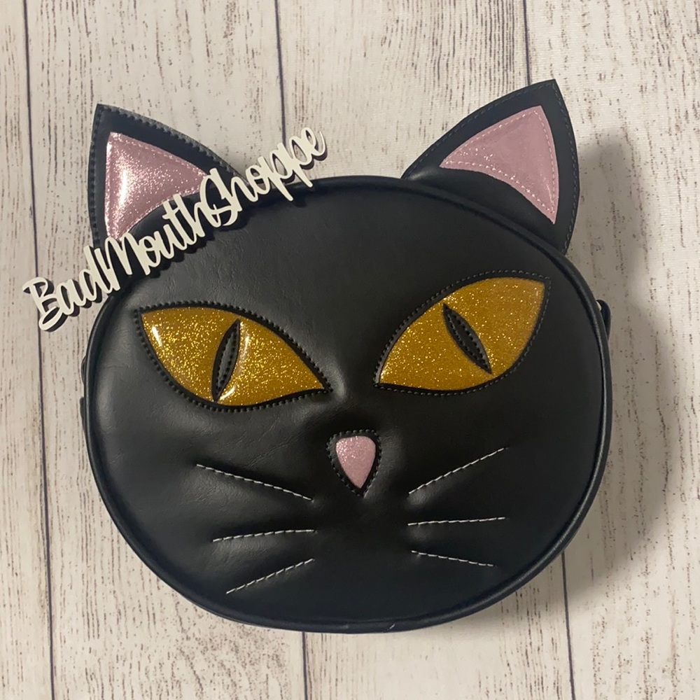 *Love Pain and Stitches Black Cat Halloween Purse